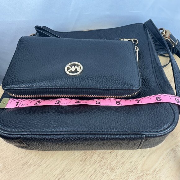 BUNDLE: Michael Kors Black Leather Bedford Tassel Crossbody Purse w/ Wallet - Picture 10 of 14